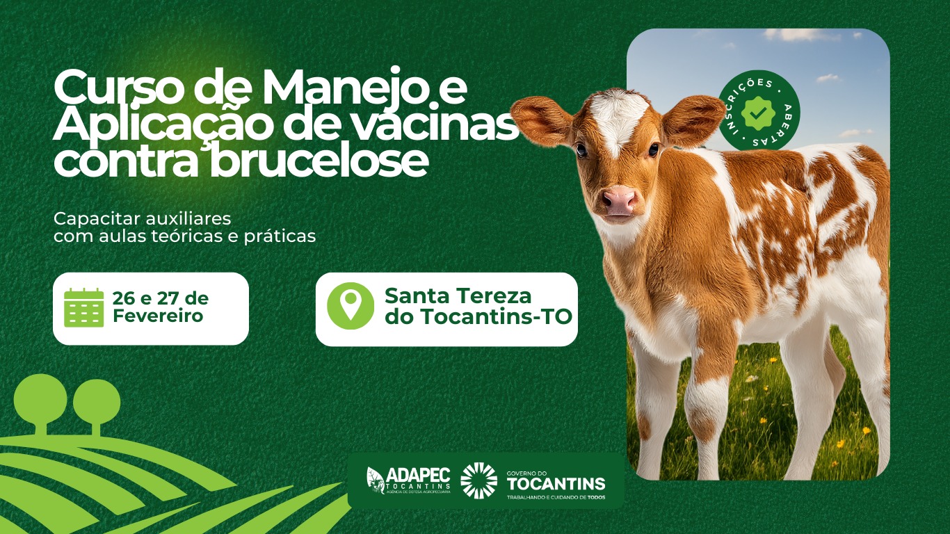 Adapec abre inscrições em Santa Tereza e Ananás para curso de Manejo e Aplicação de Vacinas contra Brucelose.